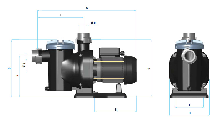 ASTRAL SENA medence vízforgató szivattyú befoglaló méretek