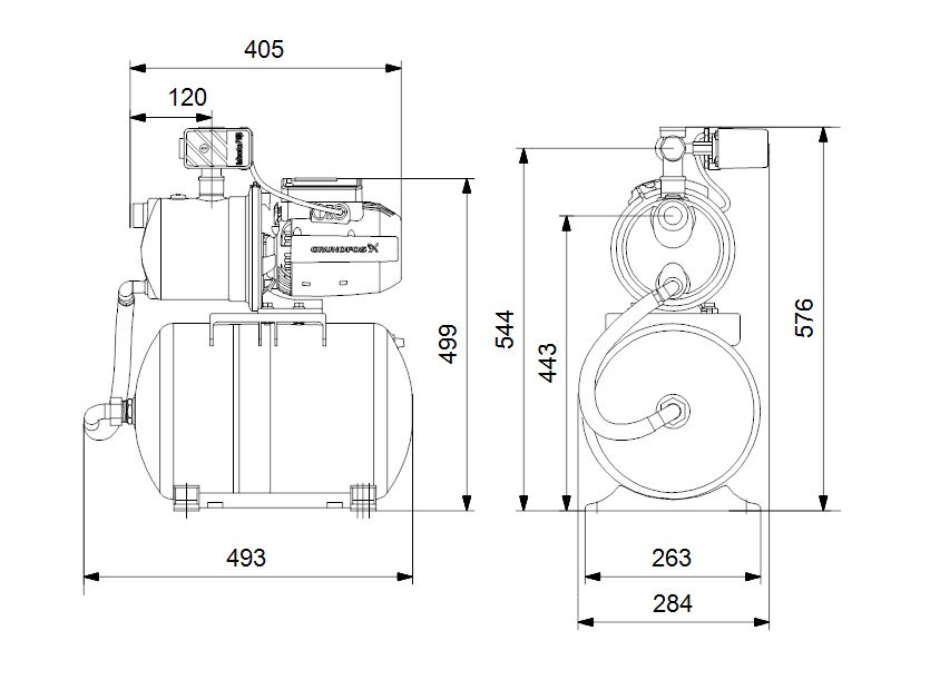 Grundfos_hazi_vizmu_JP_4-47_PT-H_1x230V_50Hz_15m_SCHUKO_HU_-_korvonalrajz