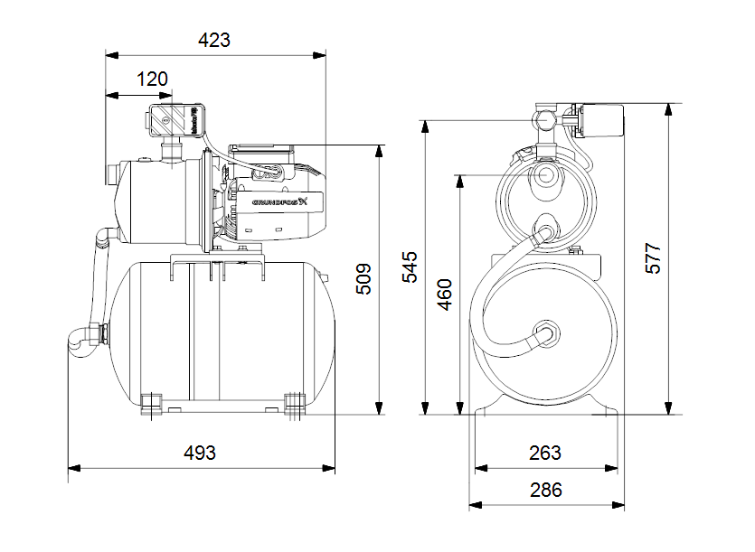 Grundfos_hazi_vizmu_JP_5-48_PT-H_1x230V_50Hz_15m_SCHUKO_HU-korvonalrajz